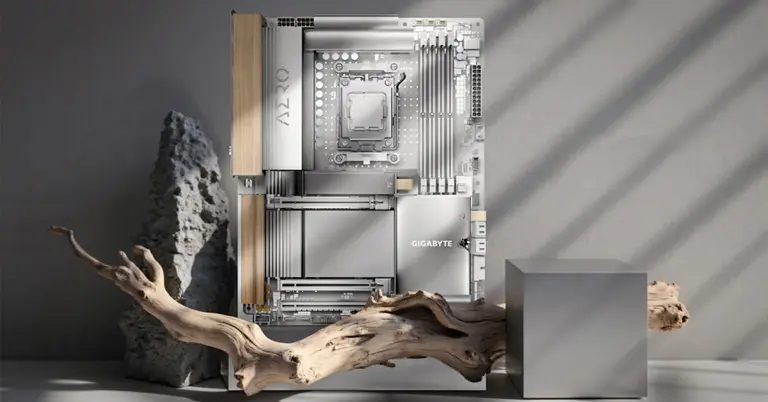 কাঠের নকশায় গিগাবাইটের মাদারবোর্ড